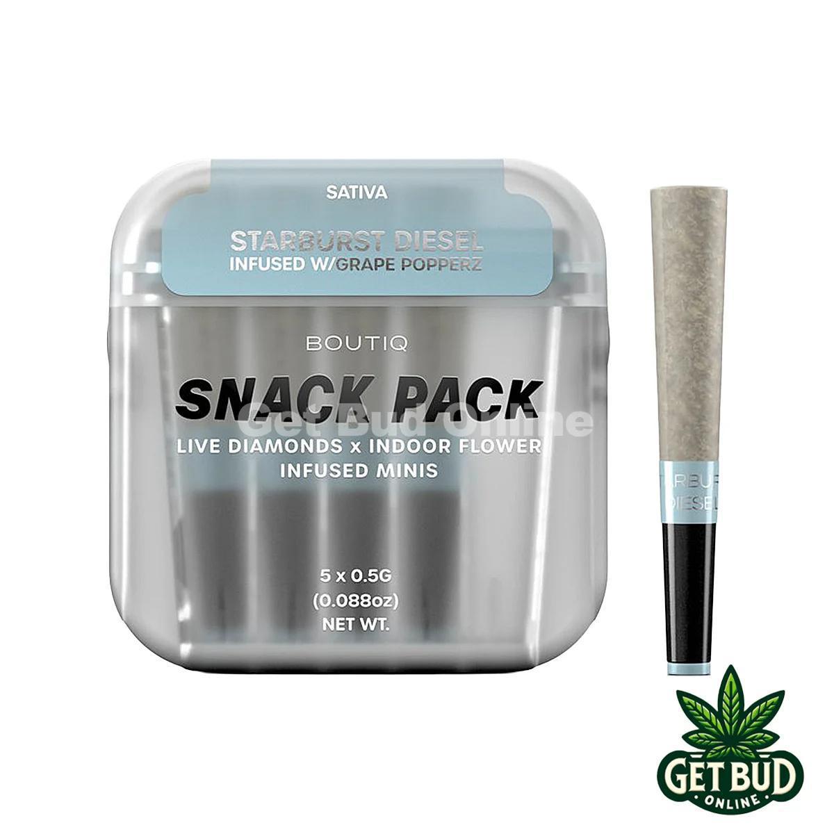 Boutiq Snack Pack 2.5g Live Diamond Infused Pre-Rolls - Starburst Diesel