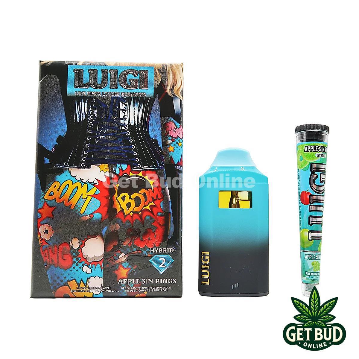 Luigi 2g (Live Resin + Liquid Diamond) Disposable Vape + Preroll - Apple Sin Rings