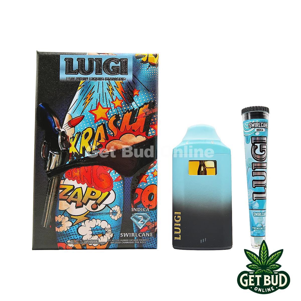 Luigi 2g (Live Resin + Liquid Diamond) Disposable Vape + Preroll - Swirlcane