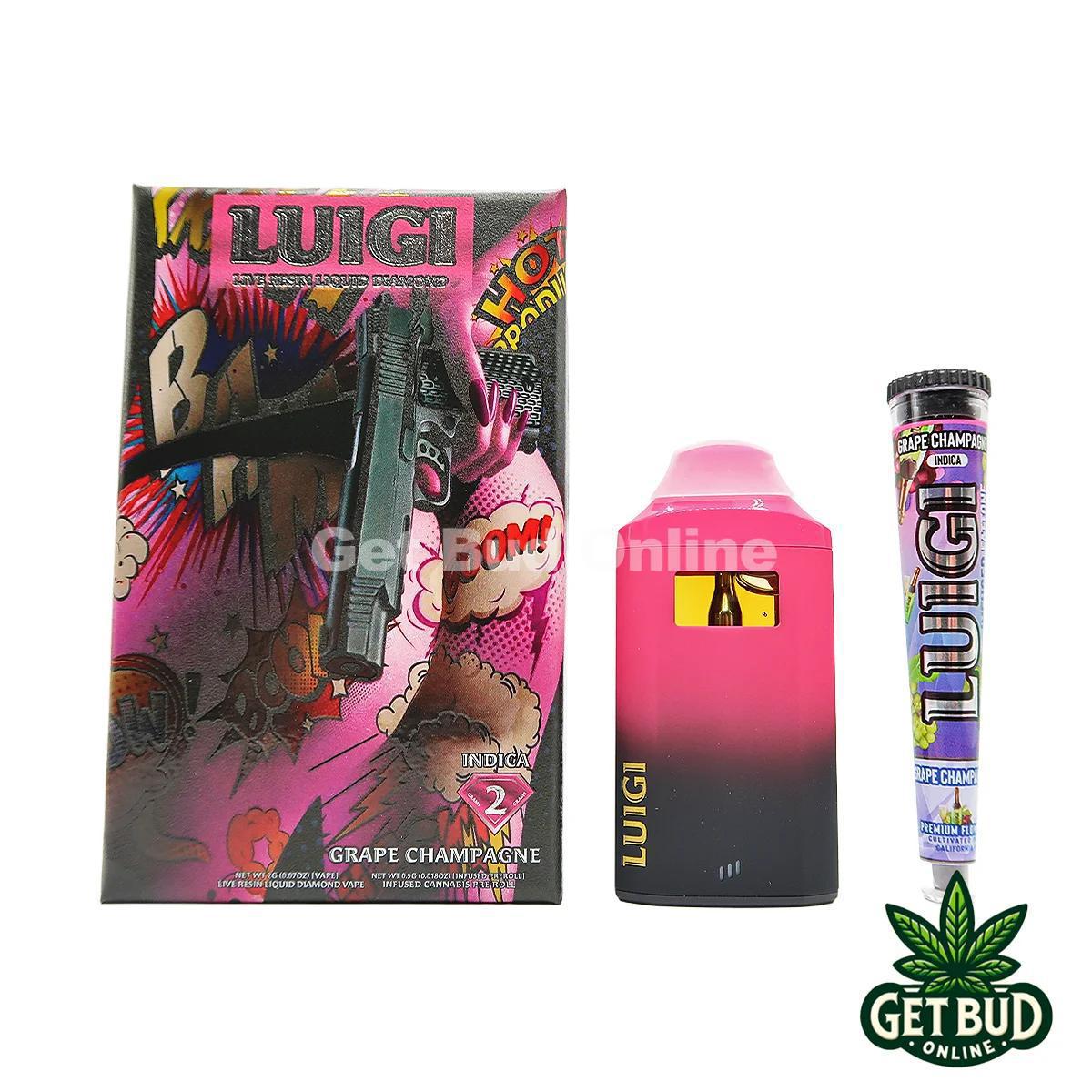 Luigi 2g (Live Resin + Liquid Diamond) Disposable Vape + Preroll - Grape Champagne