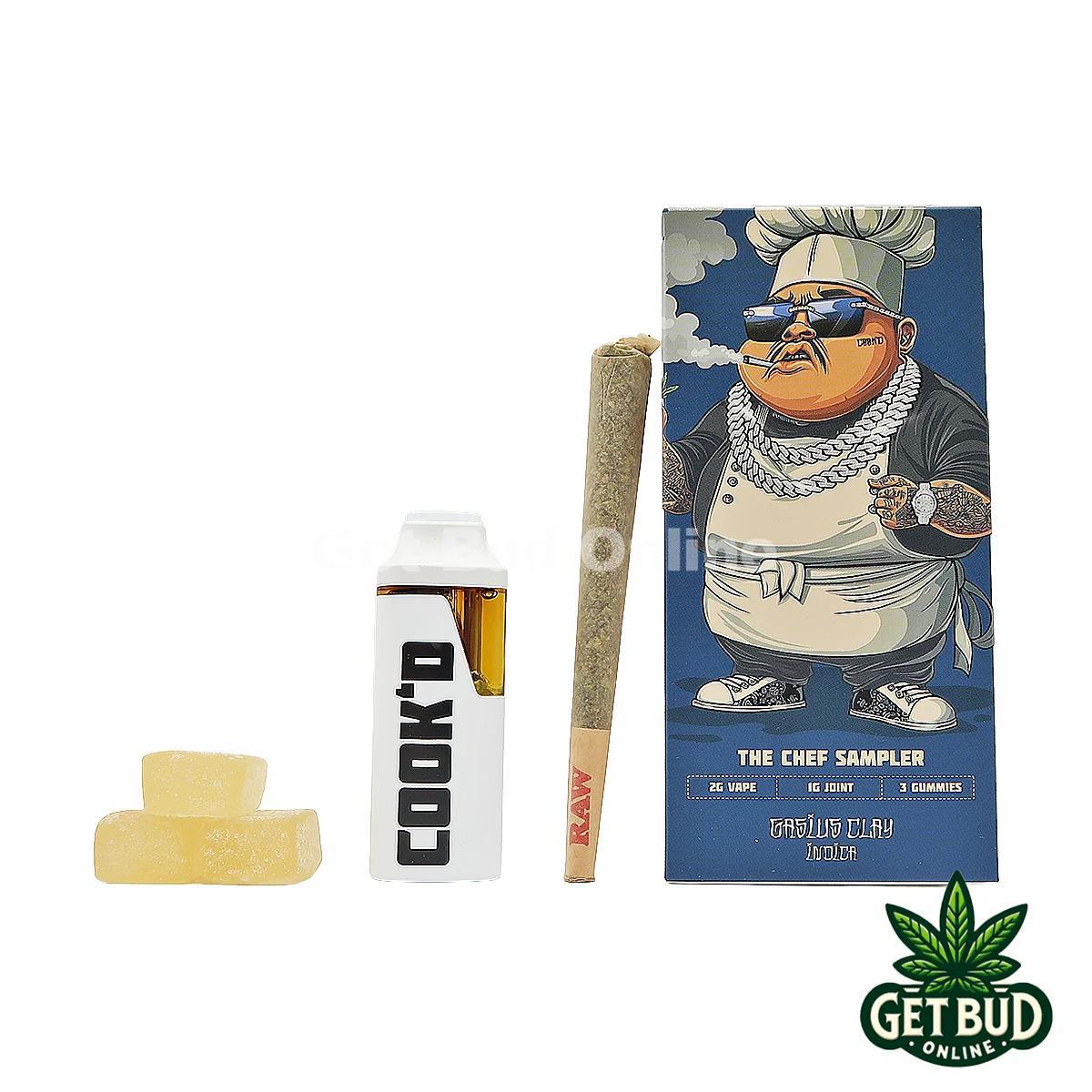 Cook'd The Chef Sampler 2g Vape + Joint/Gummies - Gasius Clay