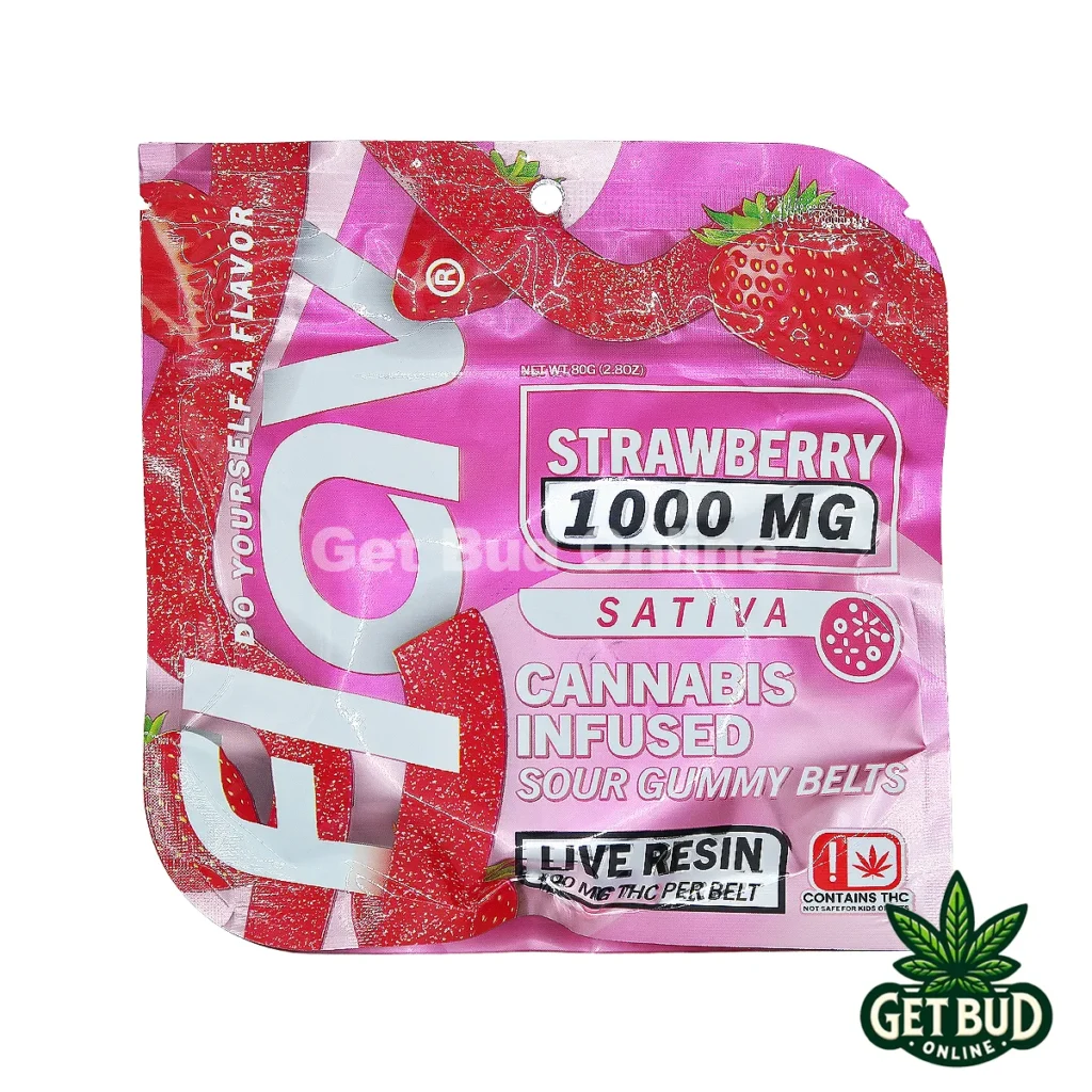 Flav 1000mg Sour Gummy Belts - Strawberry