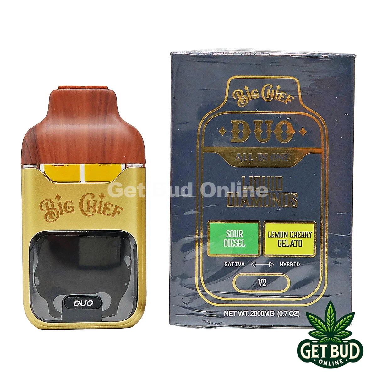 Big Chief- Sour Diesel Lemon Cherry Gelato Big Chief Duo 2g All-In-One Disposable Vape - Sour Diesel + Lemon Cherry Gelato