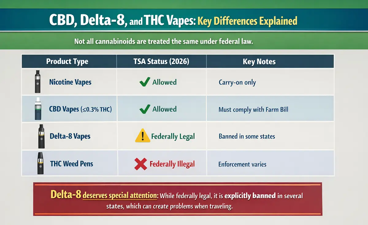 CBD, Delta‑8, and THC Vapes Key Differences Explained