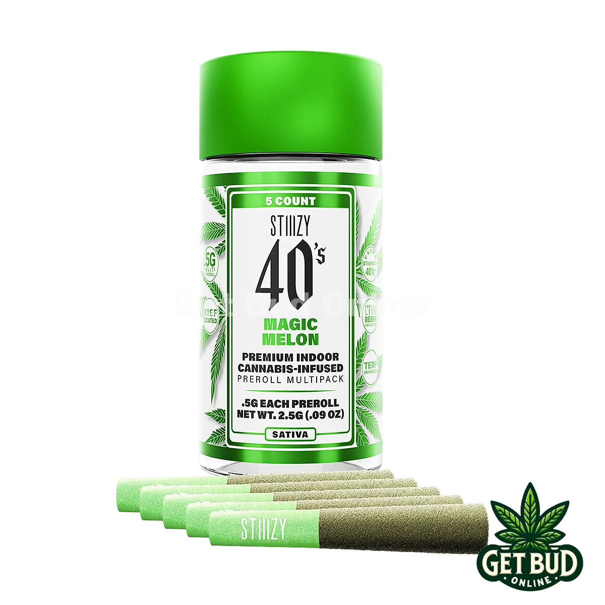 Stiiizy 40- Magic Melon GBO Stiiizy 40's 2.5g Infused Pre-Rolls - Magic Melon