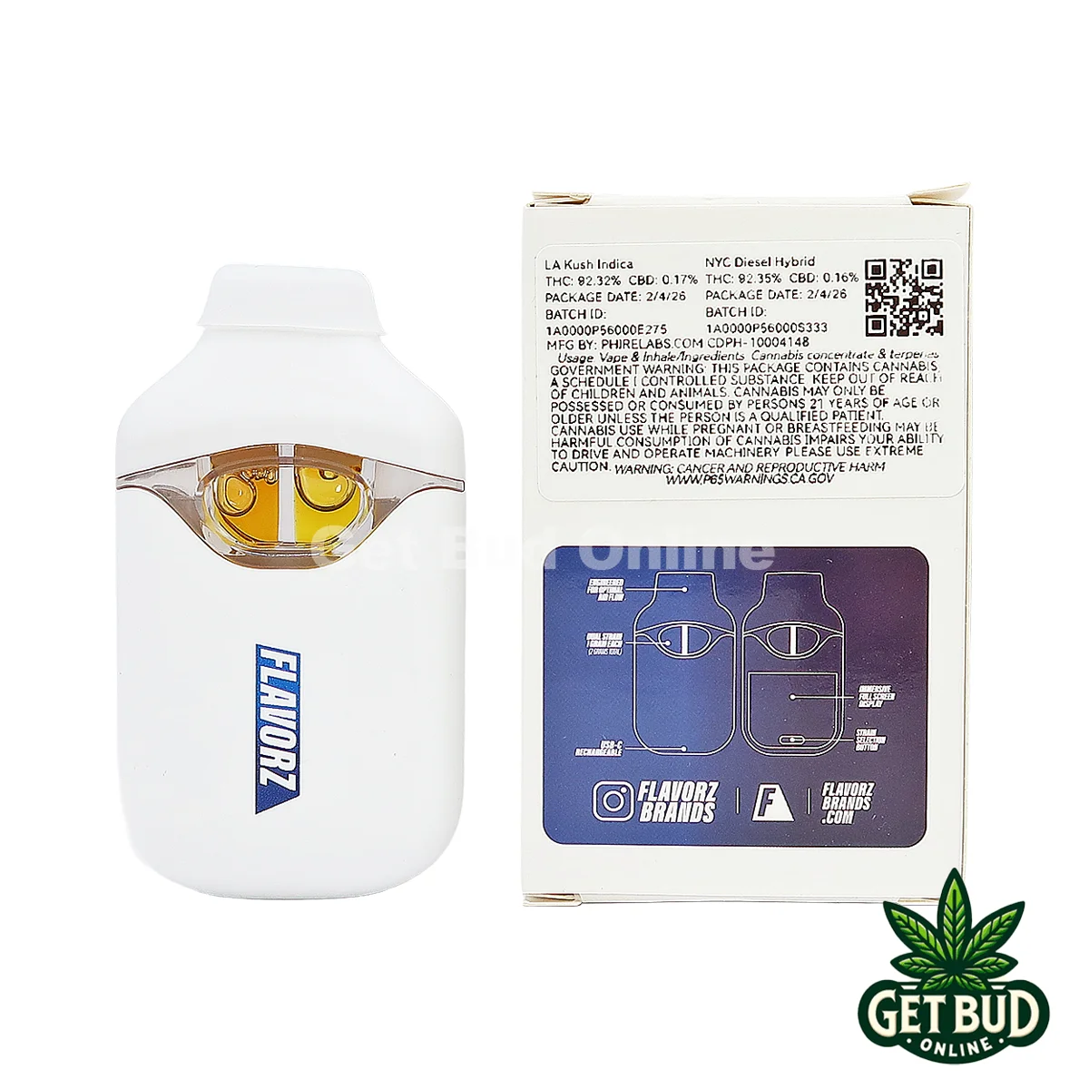 Flavorz Duoz- LA Kush NYC Diesel IH 2 Flavorz Duoz 2g Disposable Vape - LA Kush + NYC Diesel