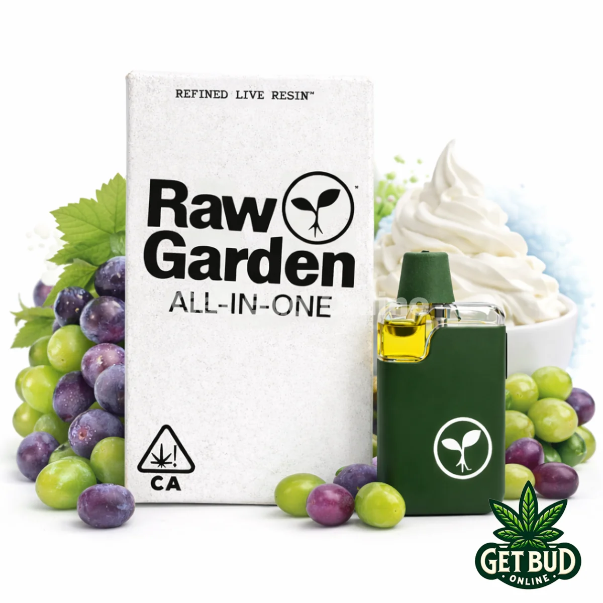 Raw Garden AIO- Grapes & Cream Raw Garden 1g Live Resin Disposable Vape - Grapes & Cream
