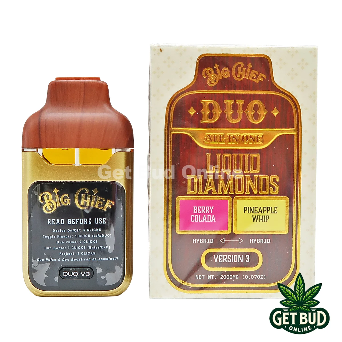 Big Chief Duo- Berry Colada Pineapple Whip HH Big Chief Duo 2g All-In-One Disposable Vape - Berry Colada + Pineapple Whip