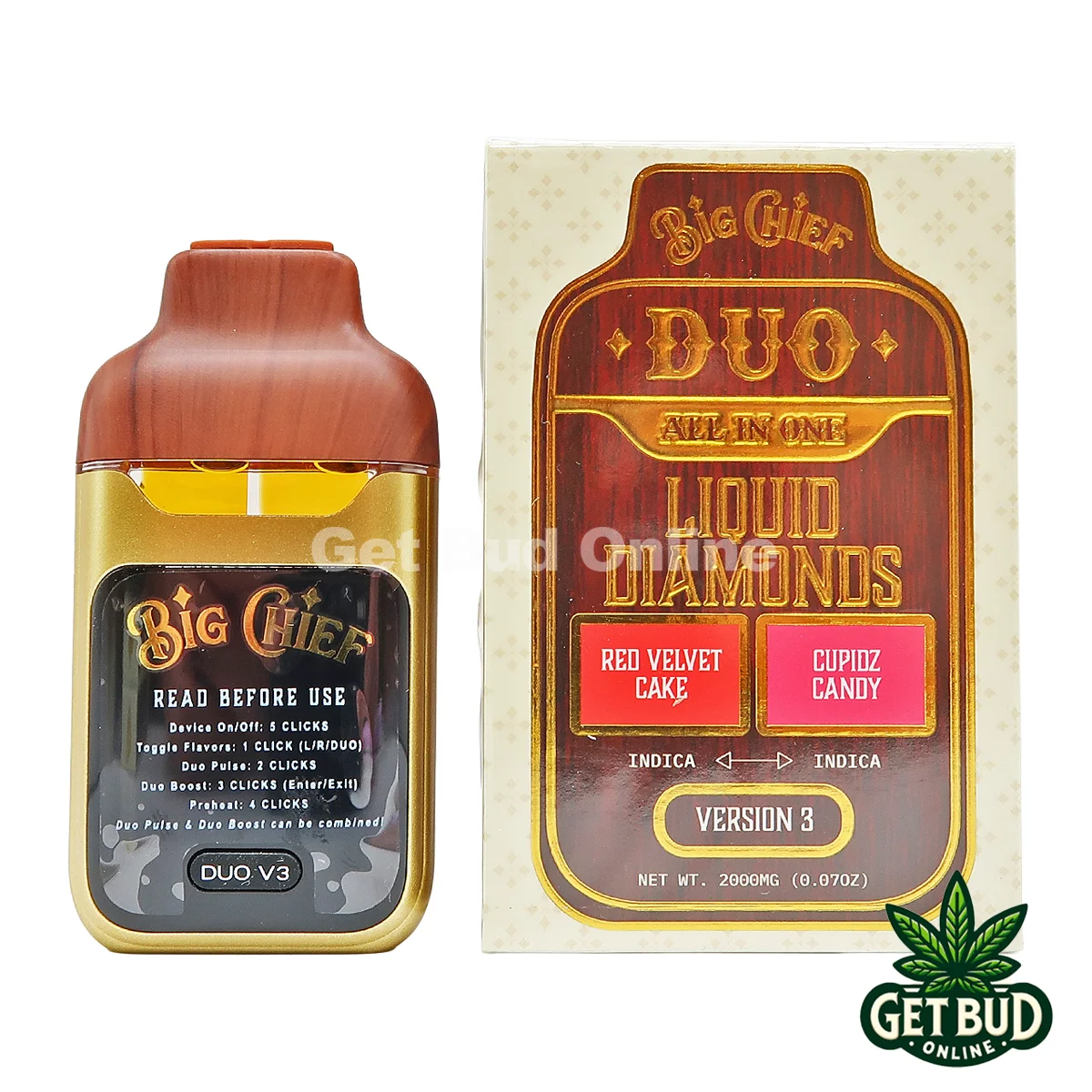 Big Chief Duo- Red Velvet Cake Cupidz Candy II Big Chief Duo 2g All-In-One Disposable Vape - Red Velvet Cake + Cupidz Candy