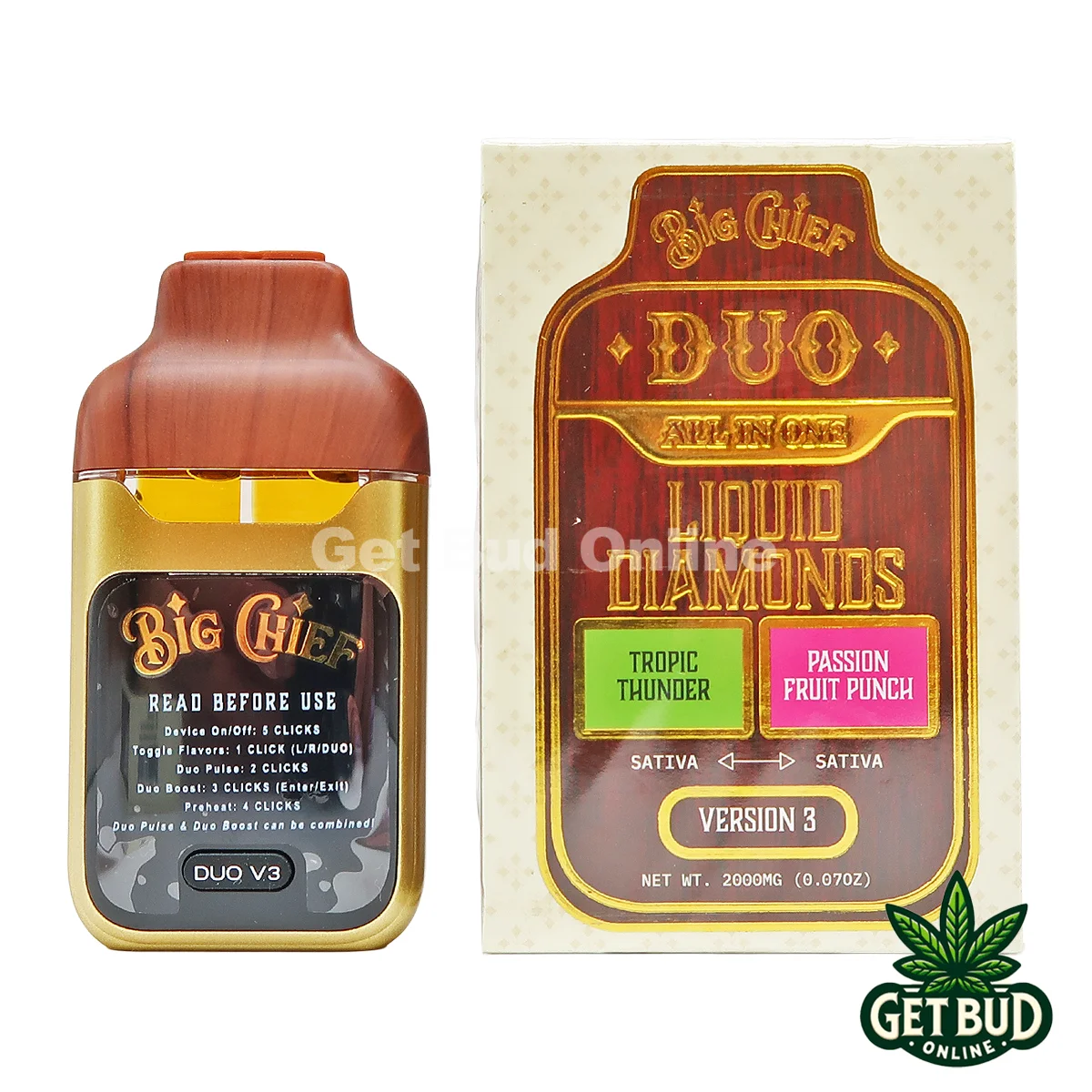 Big Chief Duo- Tropic Thunder Passion Fruit Punch SS Big Chief Duo 2g All-In-One Disposable Vape - Tropic Thunder + Passion Fruit Punch