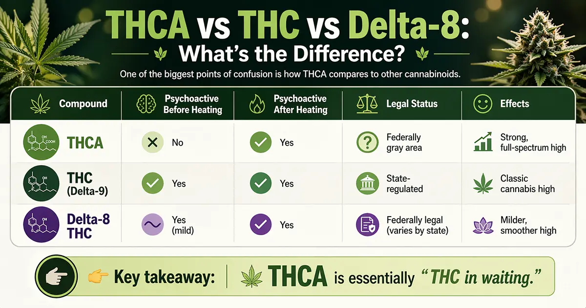 THCA vs THC vs Delta-8 What’s the Difference