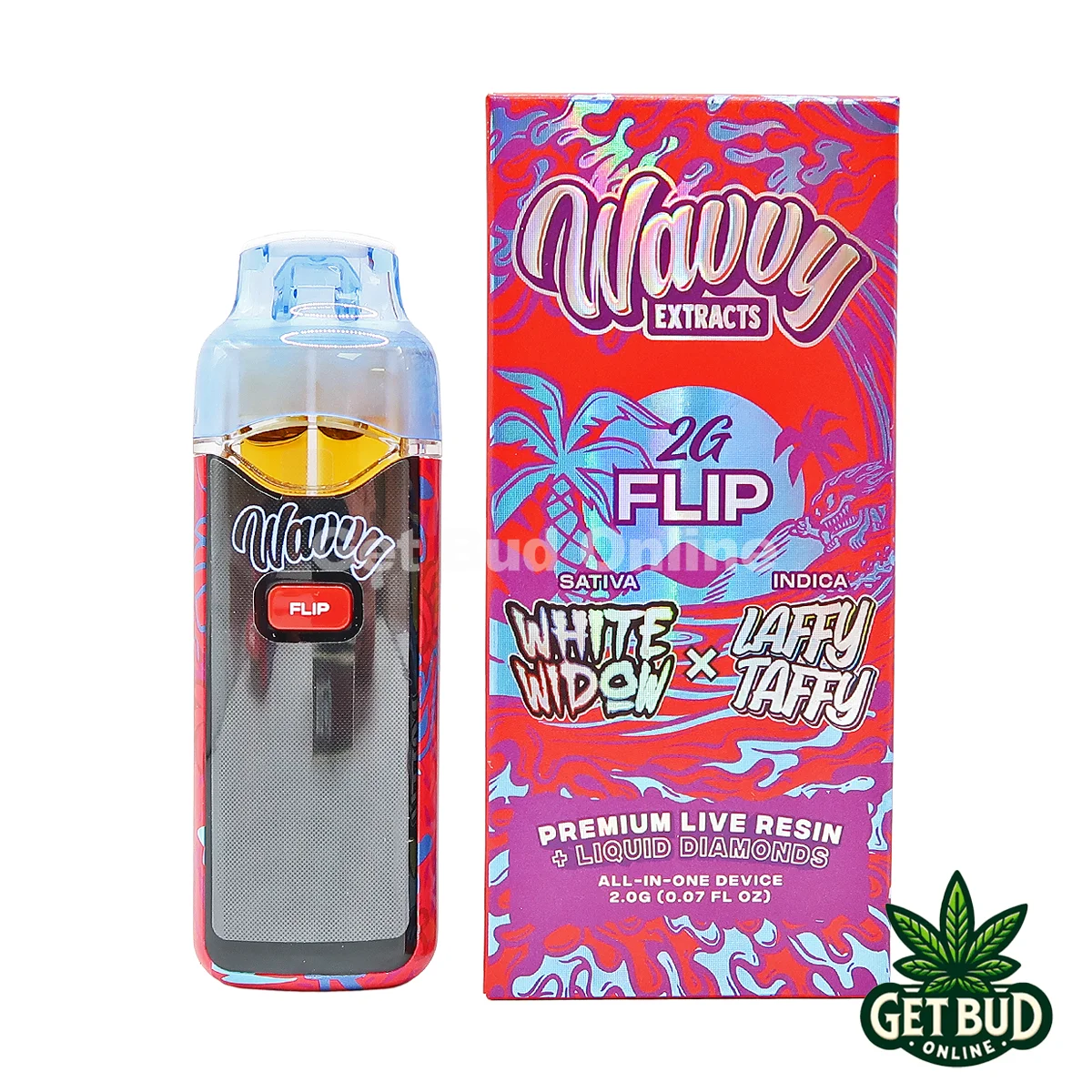 Wavvy 2g Flip- White Widow Laughy Taffie SI 1 Wavvy Flip 2g Live Resin + Liquid Diamond Disposable Vape - White Widow + Laughy Taffie