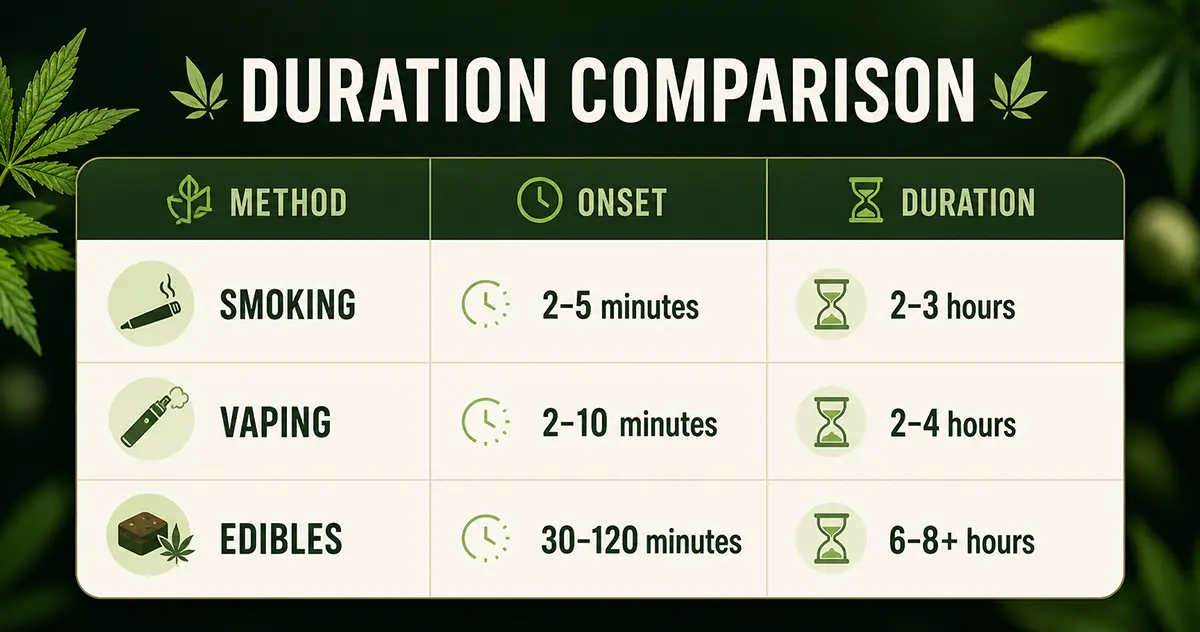 Edibles vs Smoking Duration Comparison