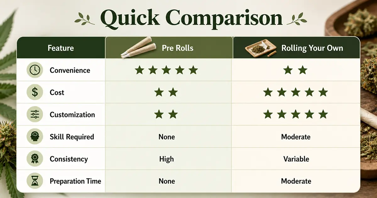 Pre Rolls vs Rolling Your Own Quick Comparison